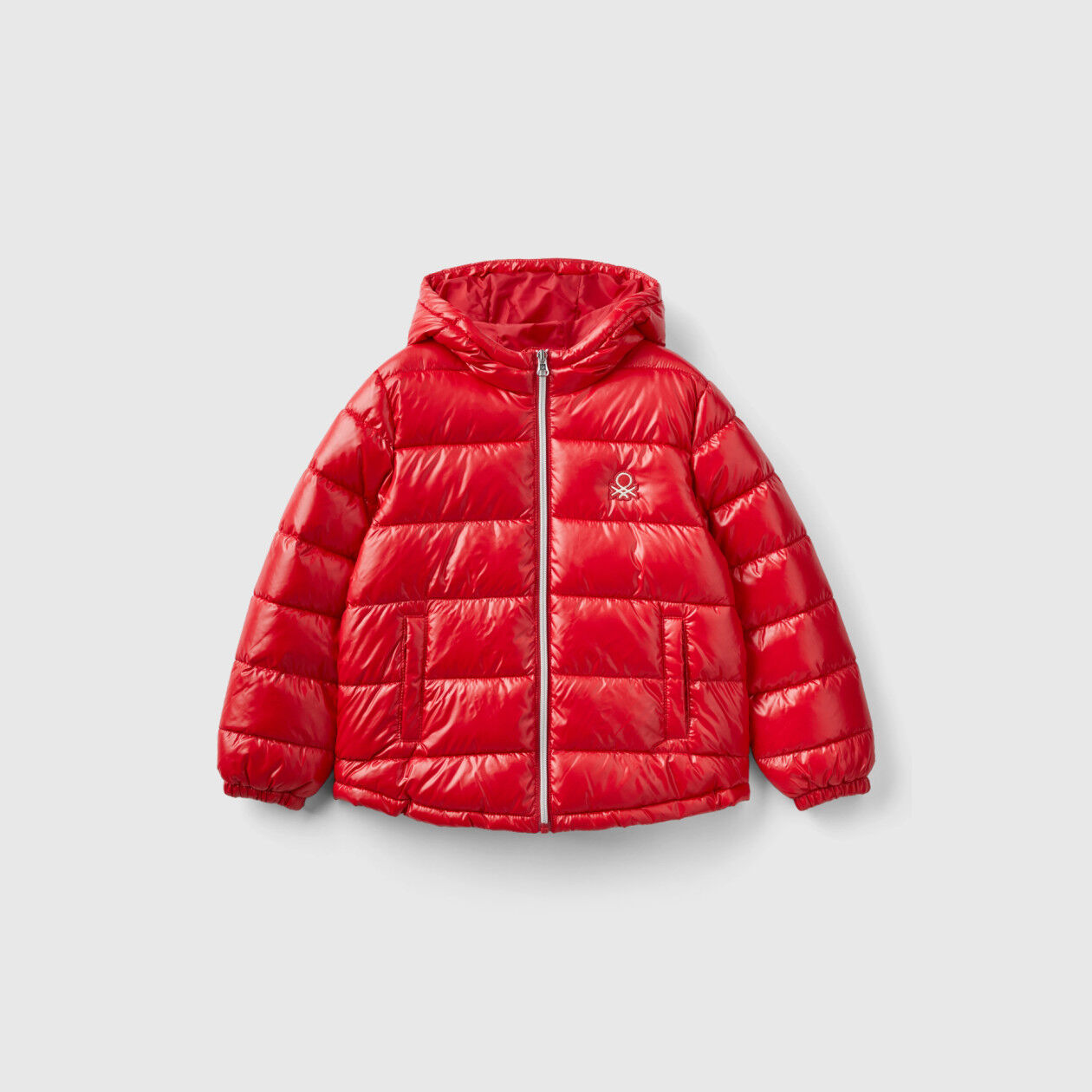 Shiny puffer jacket Red Benetton