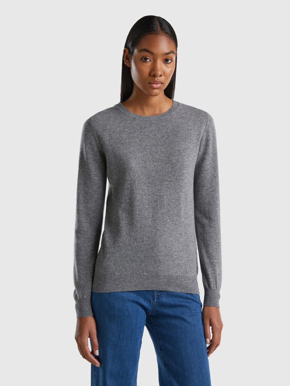 Crew Neck Merino Wool Sweaters Women 2024 Benetton