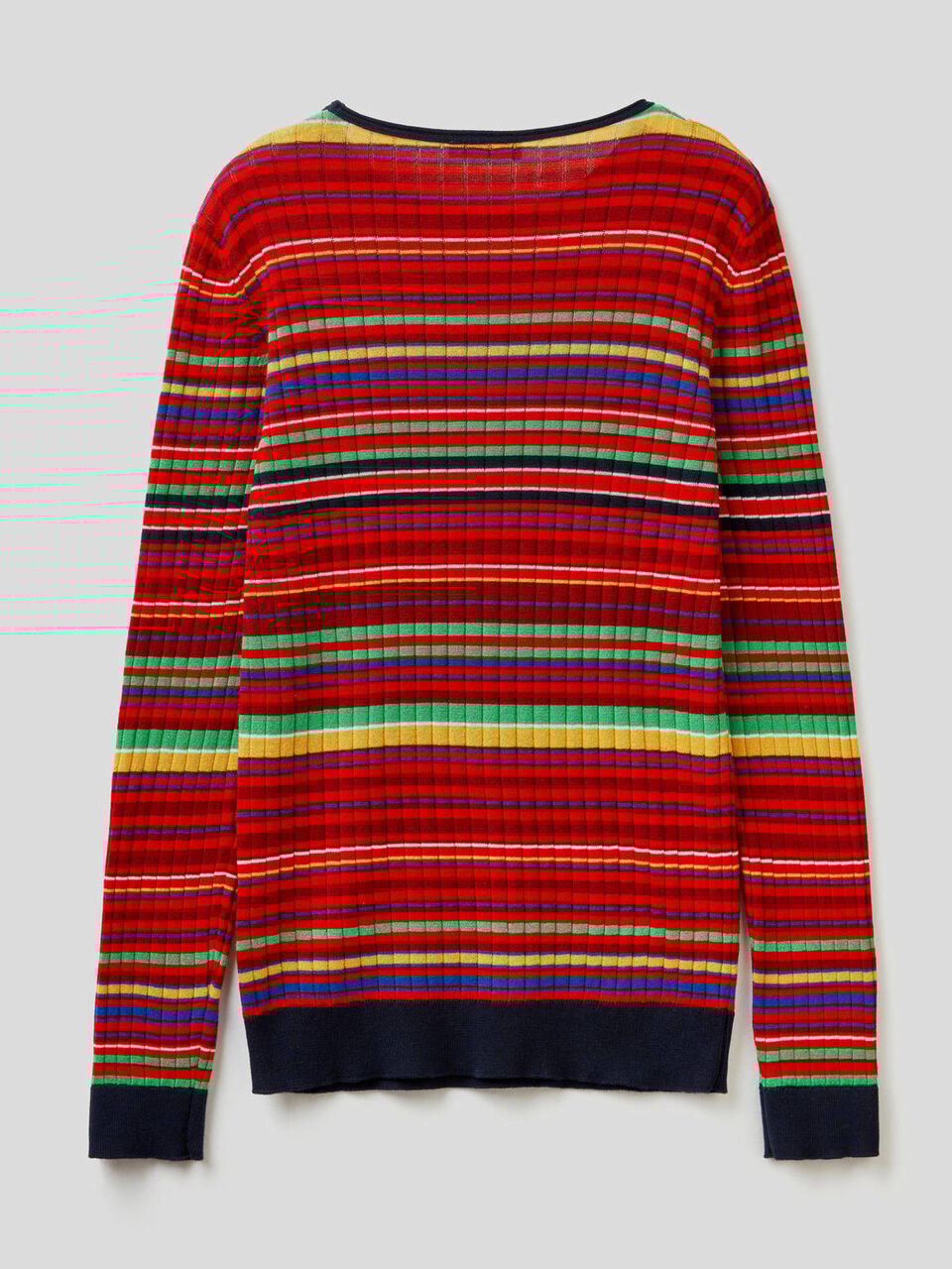 Sweater in 100% cotton with multicolor stripes image number 2
