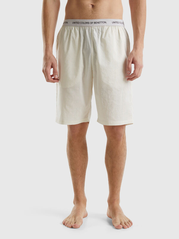 Striped 100% cotton shorts Men