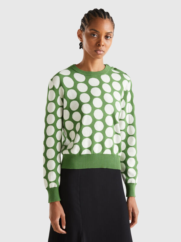 Polka dot sweater in tricot cotton