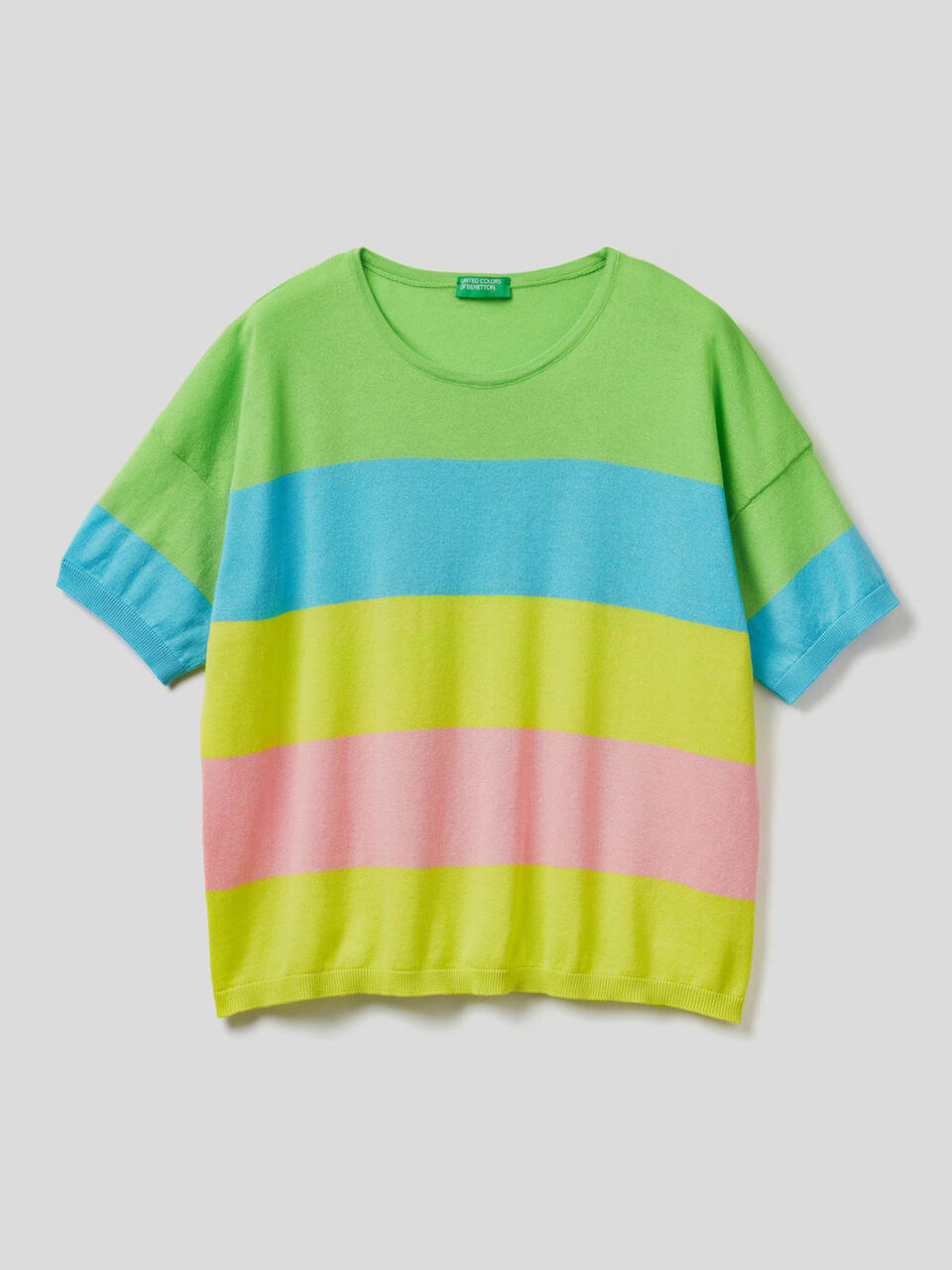 Striped sweater in pure cotton image number 1