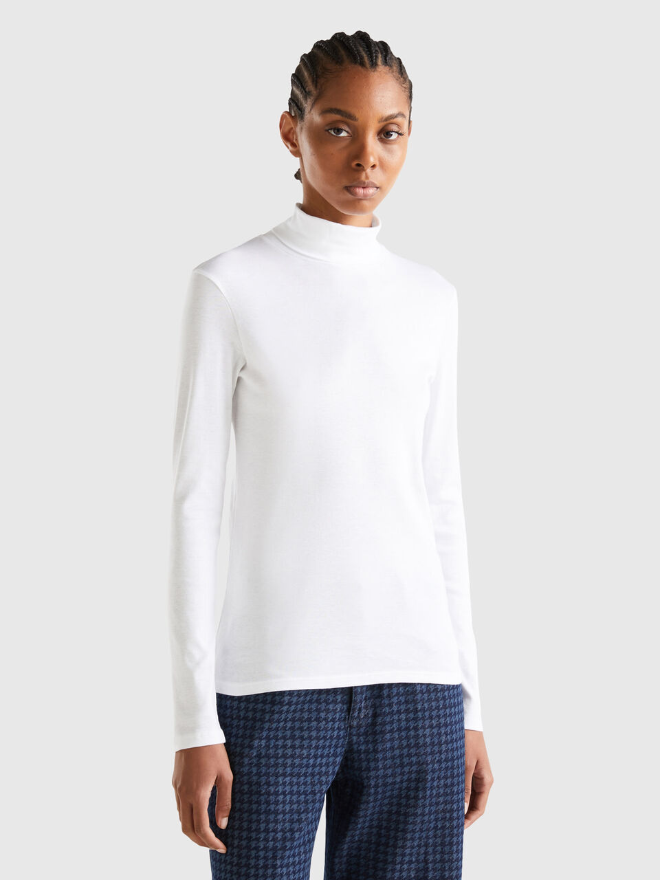 high neck white tee