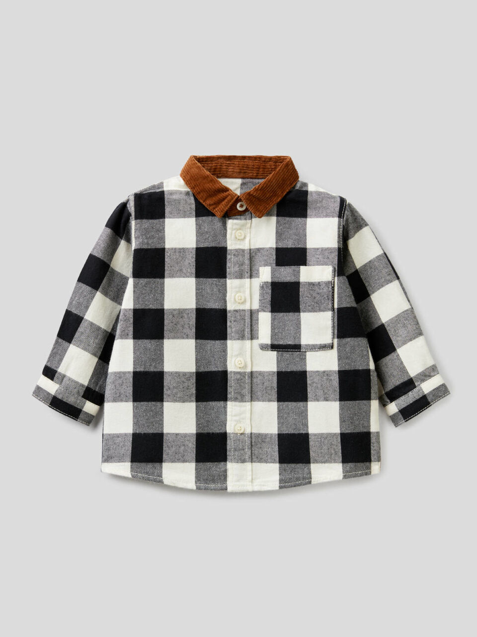 Flannel shirt with velvet inserts image number 1