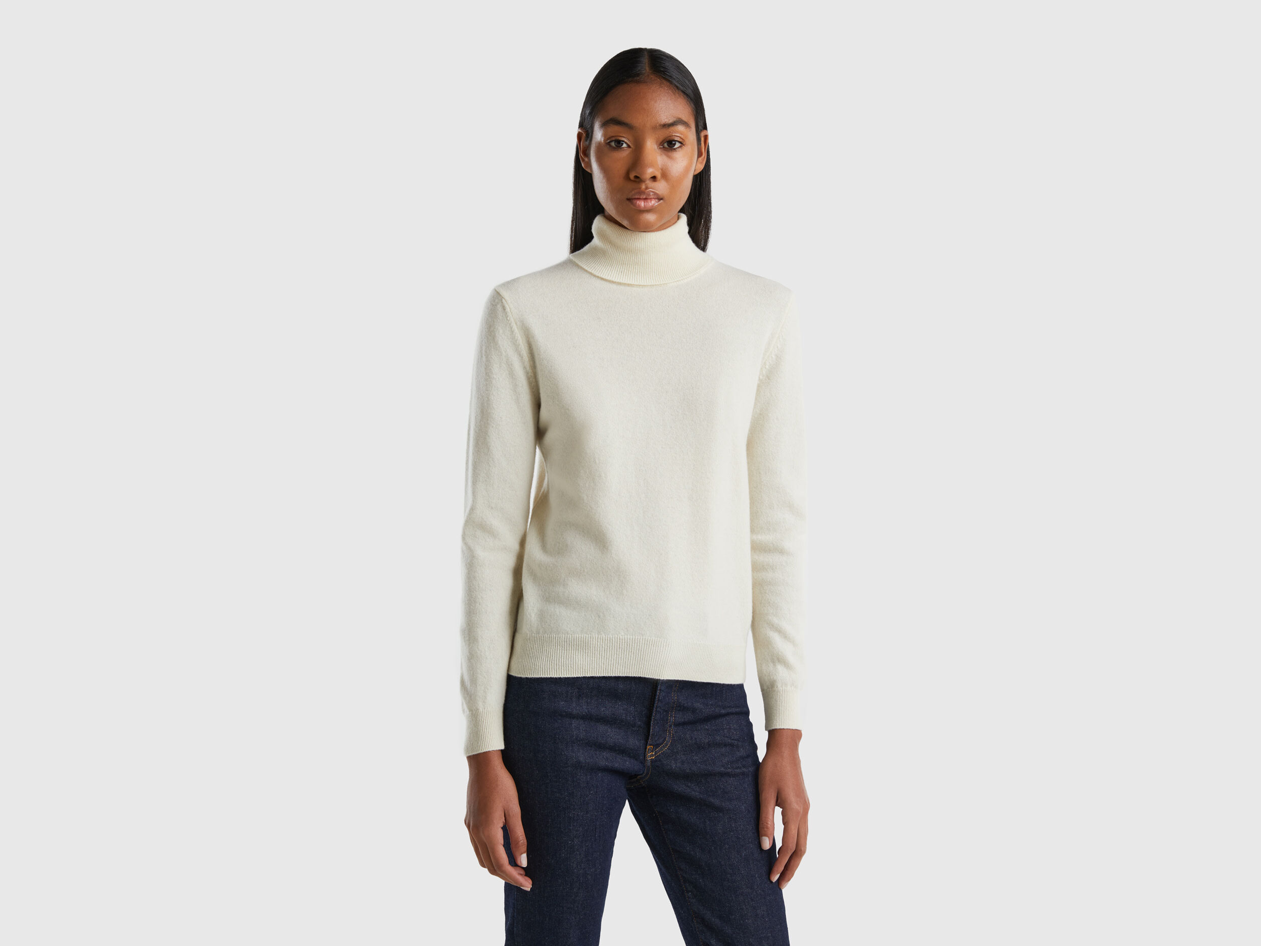 Mock neck cream sweater on sale