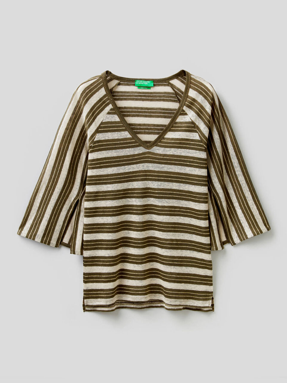 Striped t-shirt with 3/4 sleeves image number 1