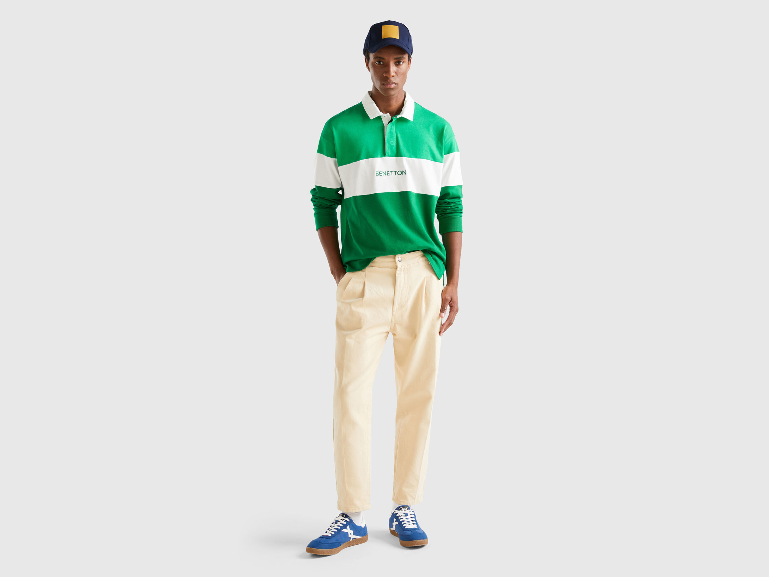 Green rugby style polo Green Benetton