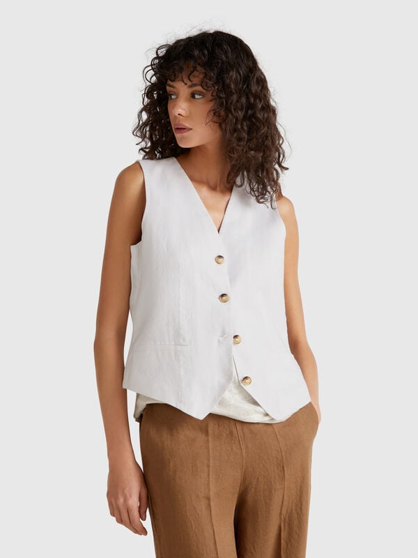 Pure linen vest Women