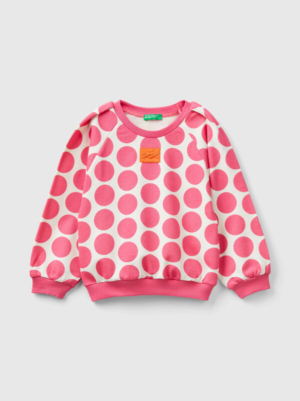 100% cotton sweatshirt with polka dots