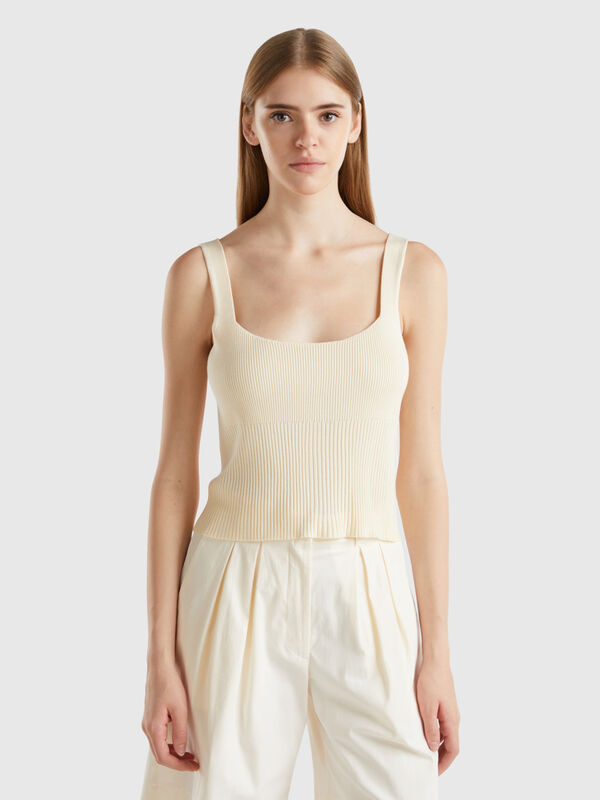 Knitted tank top with square neckline Women