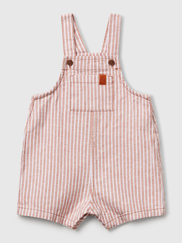 Striped dungarees in linen blend New Born (0-18 months)