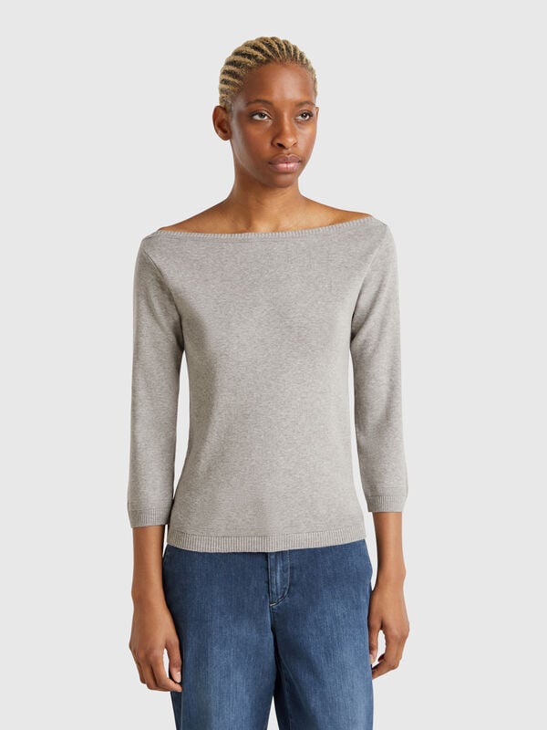 100% cotton boat neck sweater Women