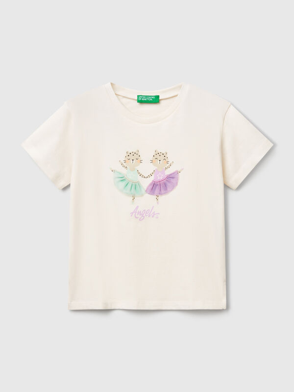 T-shirt with print and applique Junior Girl
