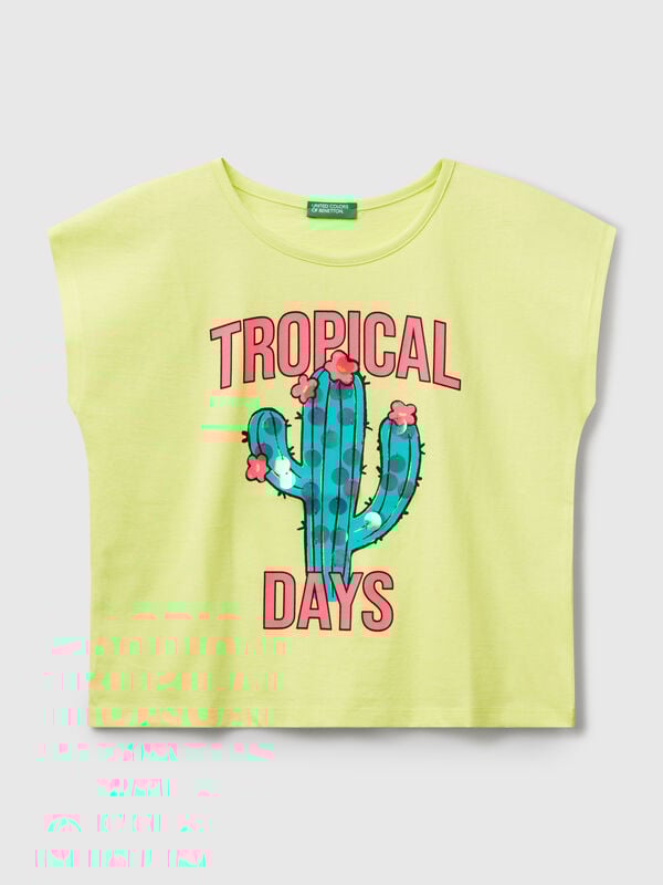 T-shirt with print and sequins Junior Girl