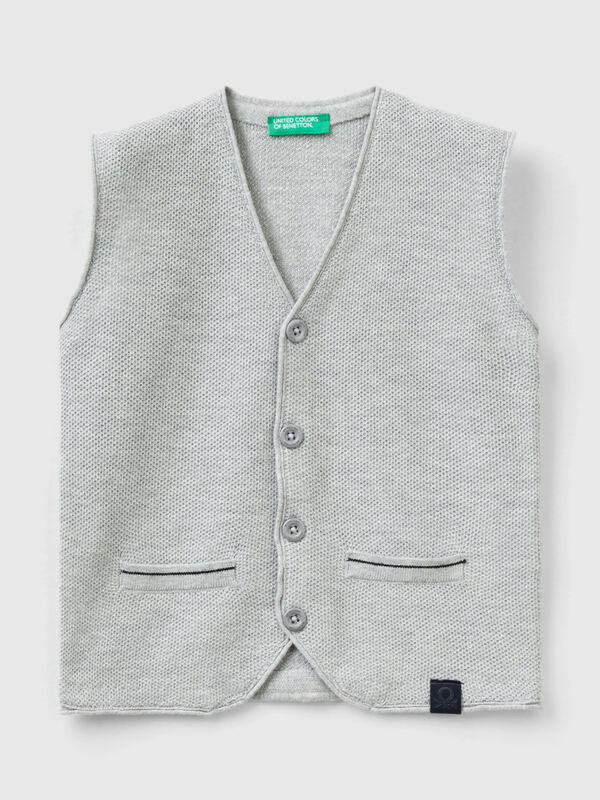 Vest in cotton and wool blend