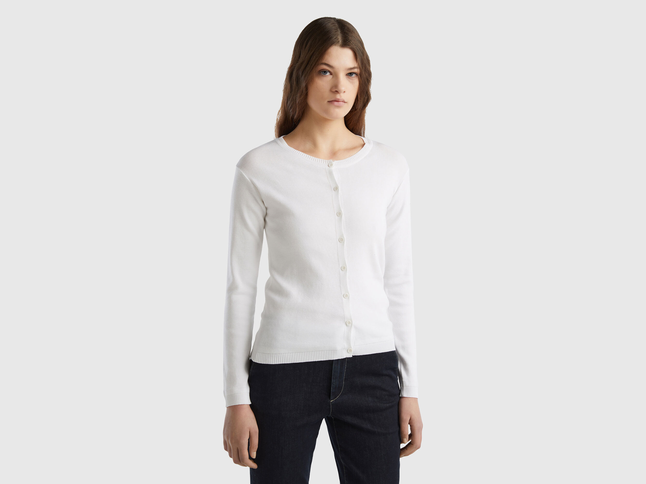Short sleeve sweater in 100 cotton White Benetton
