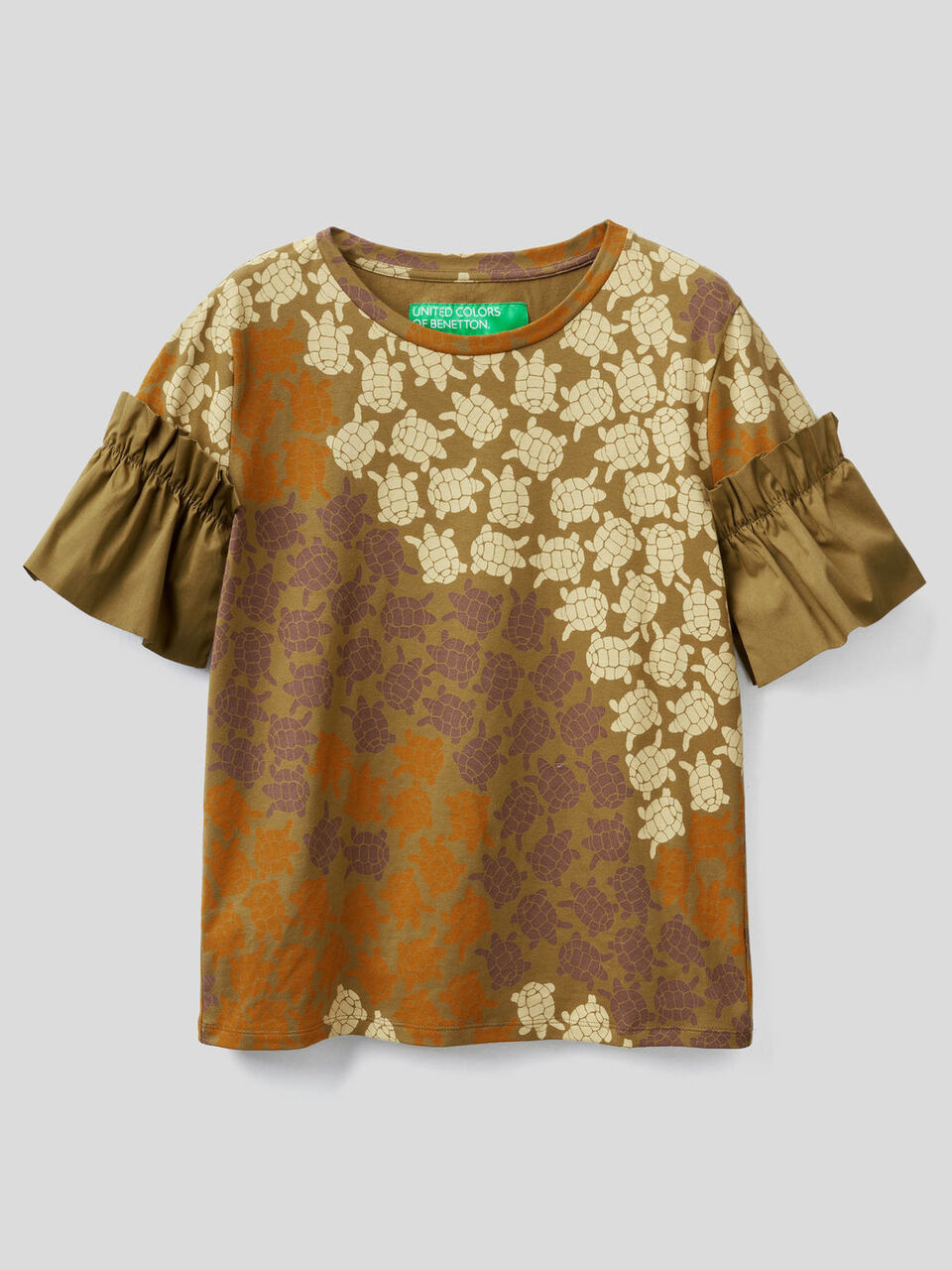 Printed t-shirt with ruffled sleeves image number 1