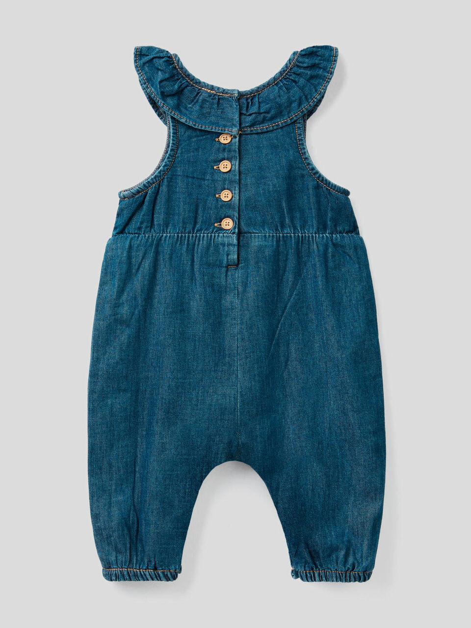 Lightweight denim overalls with frill image number 2