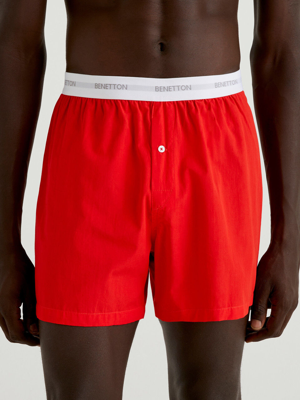 Red boxers with logoed elastic