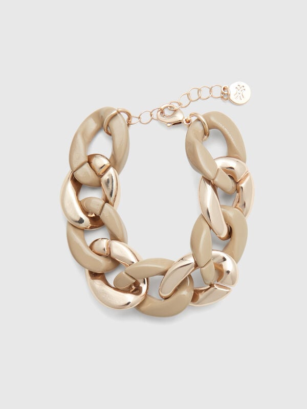 Gold and beige chain bracelet Women