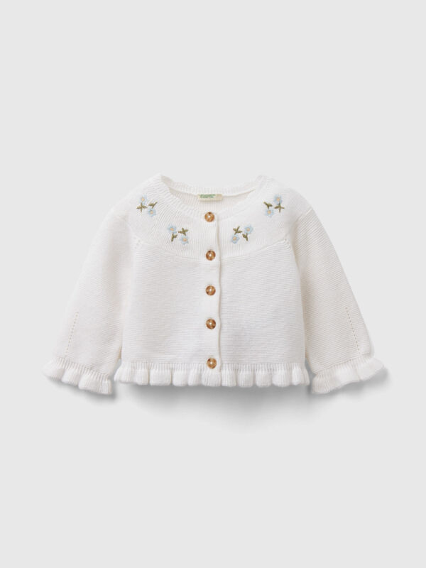 Cardigan in linen blend with embroidery New Born (0-18 months)