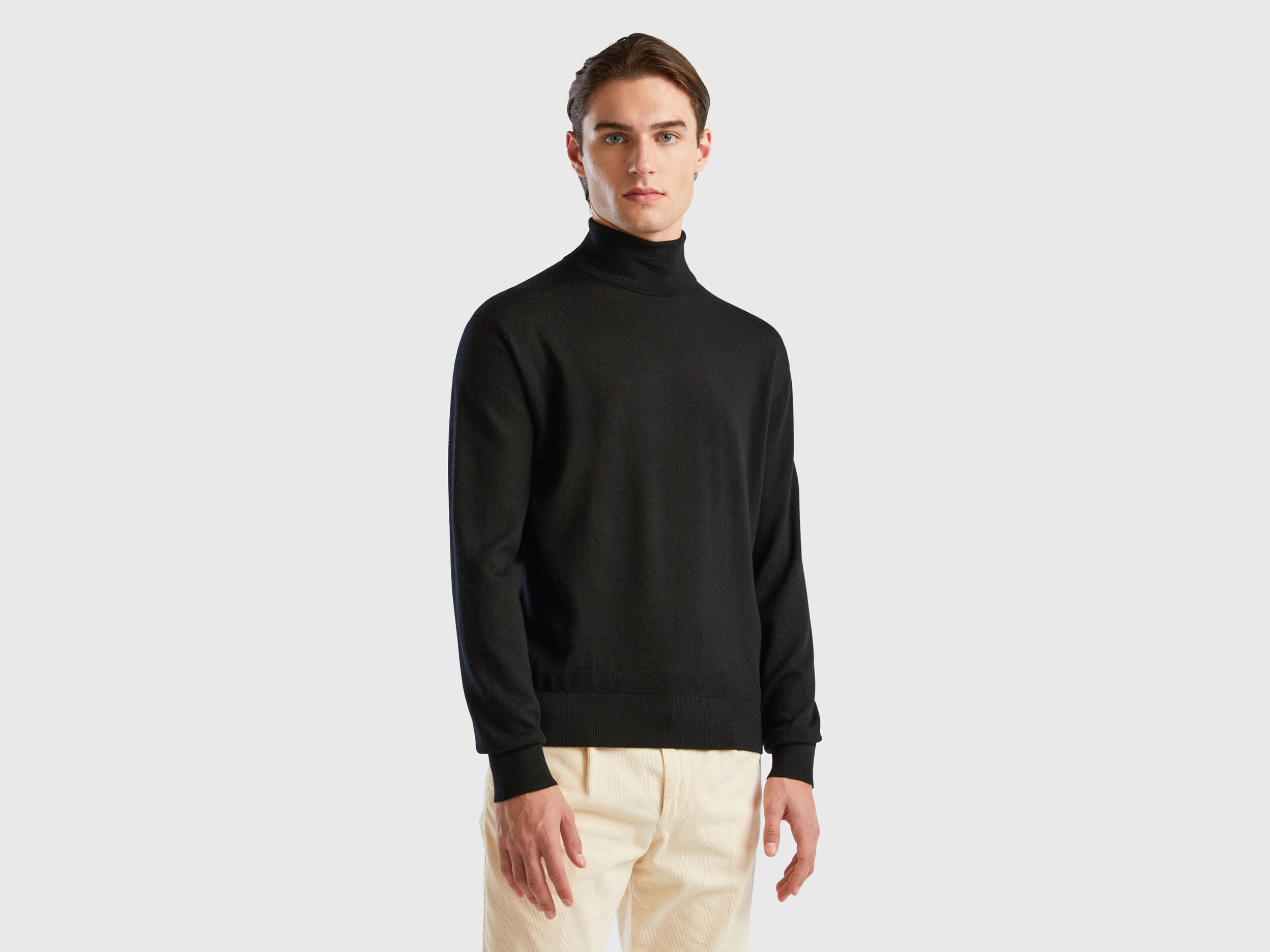 Men s High Collar Merino Wool Sweaters Women 2024 Benetton
