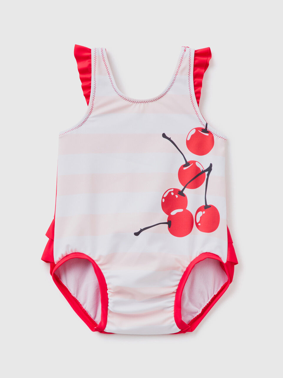 One-piece swimsuit with cherry print