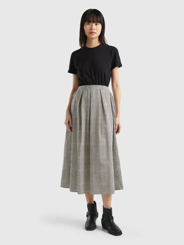 Long dress with printed skirt Women