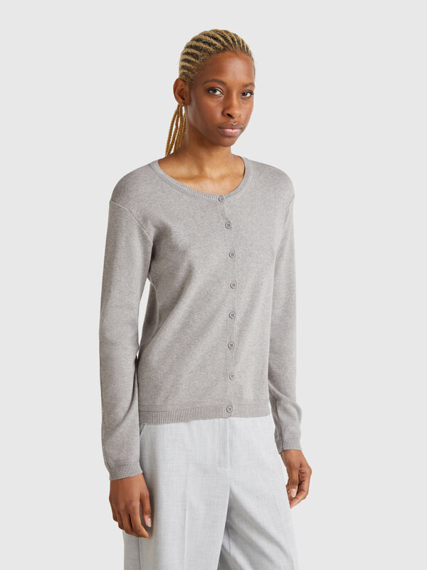 Pure cotton crew neck cardigan Women