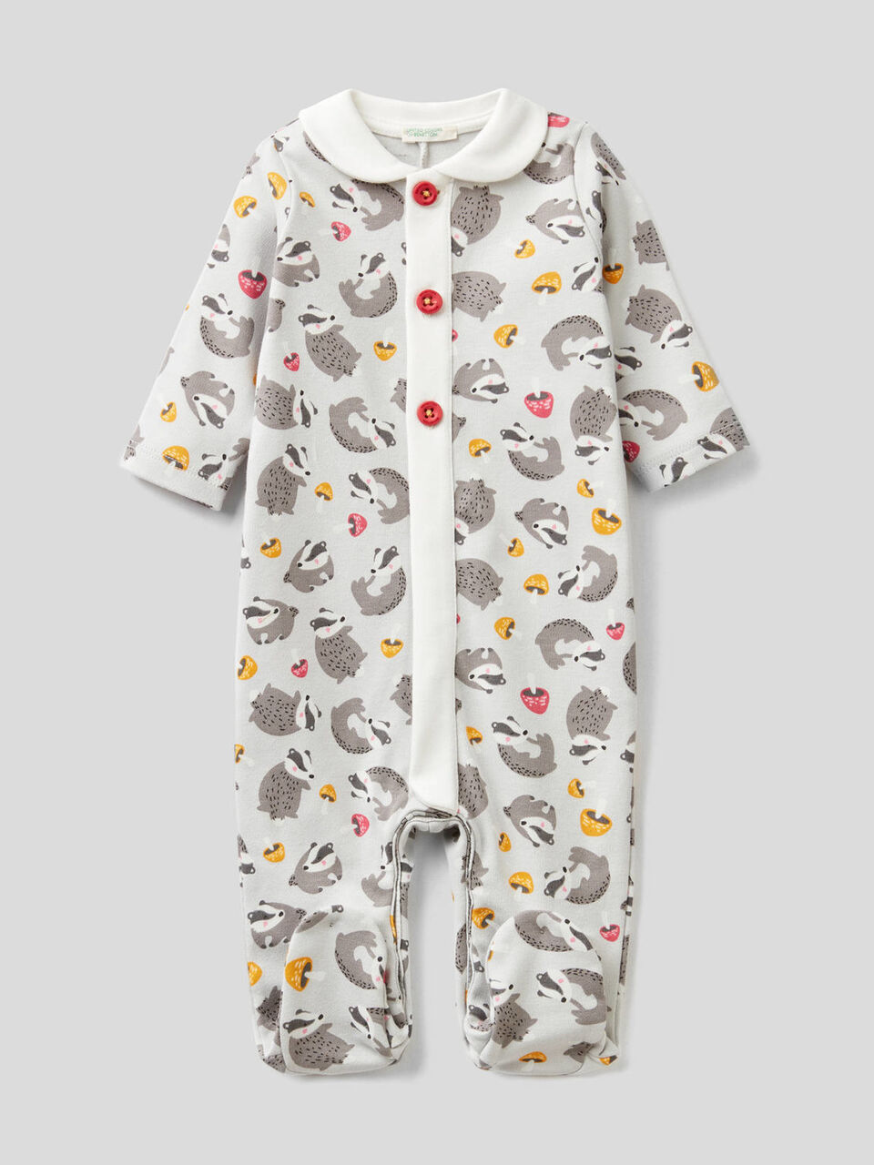 Onesie with collar in 100% organic cotton image number 1