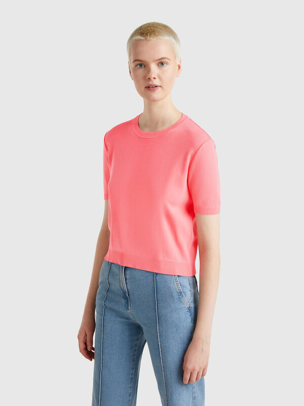 Short sleeve 100% cotton sweater Women