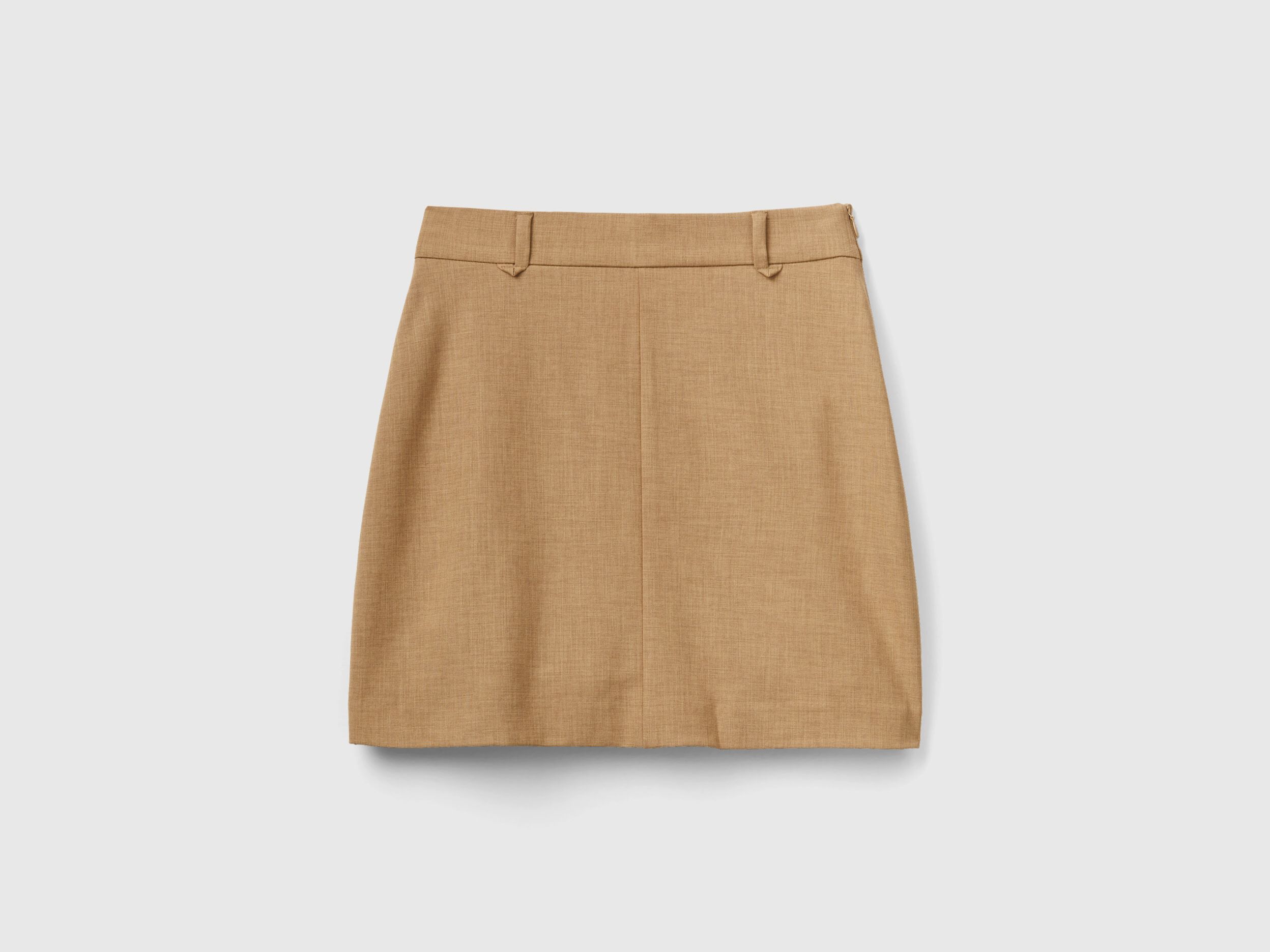 Mini skirt with side zipper Camel Benetton