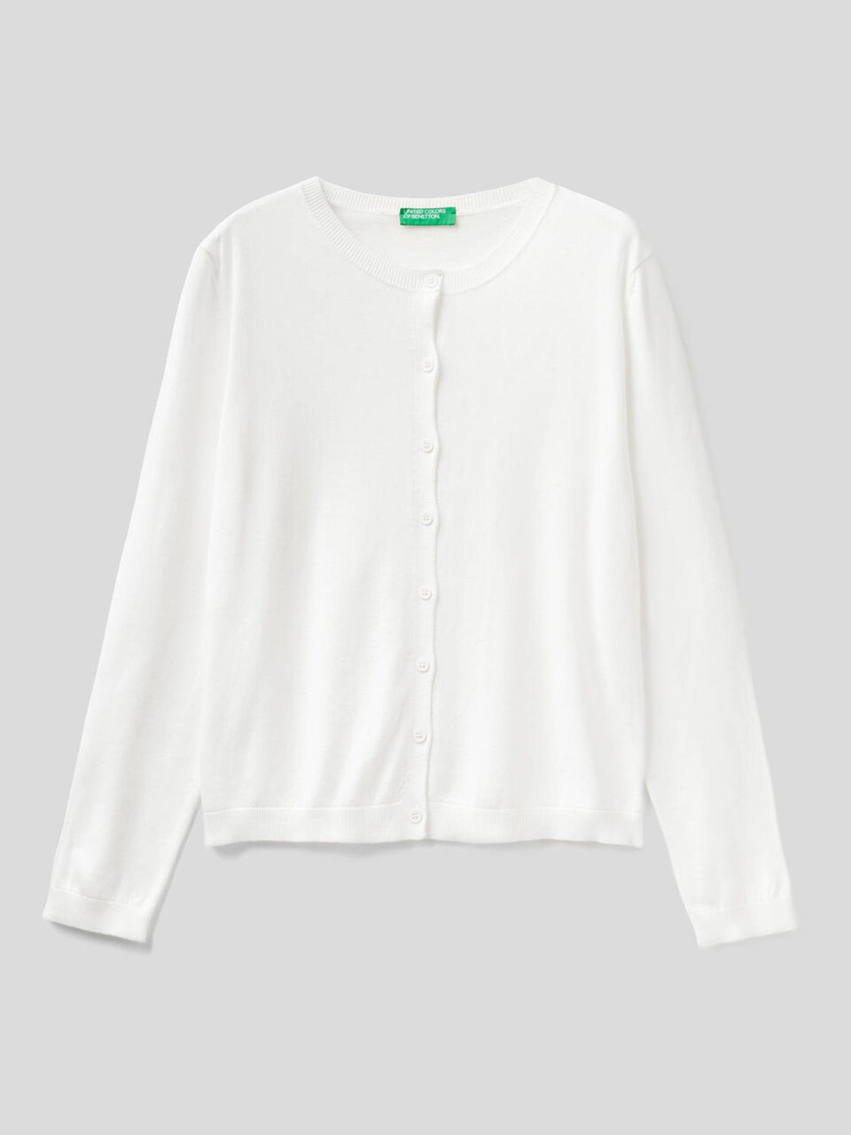 Cotton blend crew neck cardigan image number 1