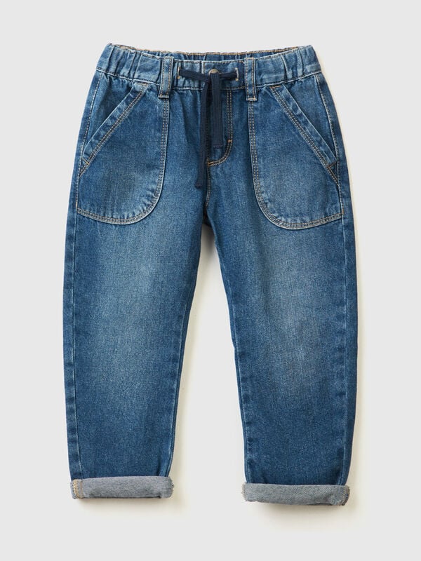 Jeans with maxi pockets in 100% cotton Junior Boy