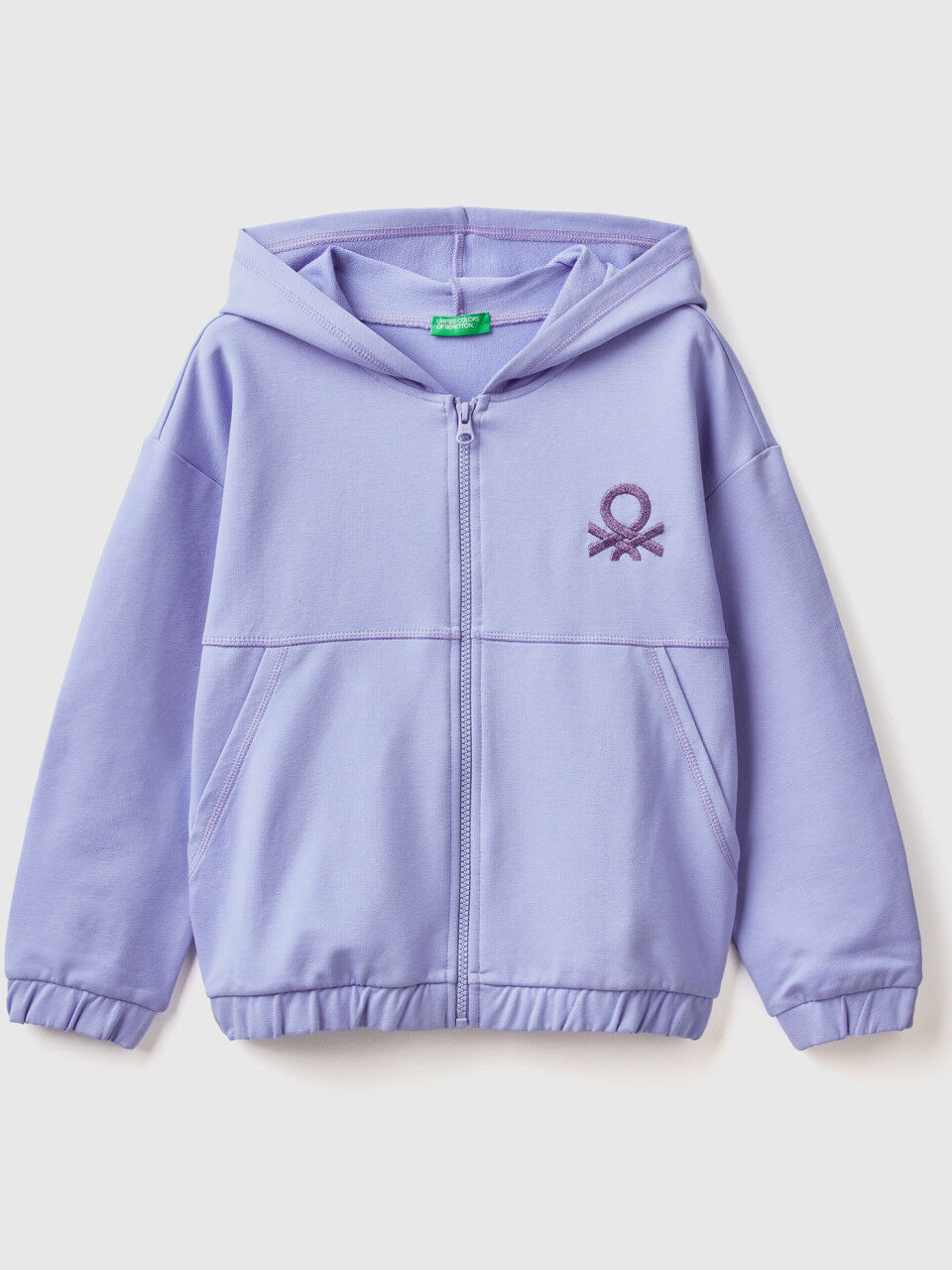 Hoodie with zip and embroidered logo