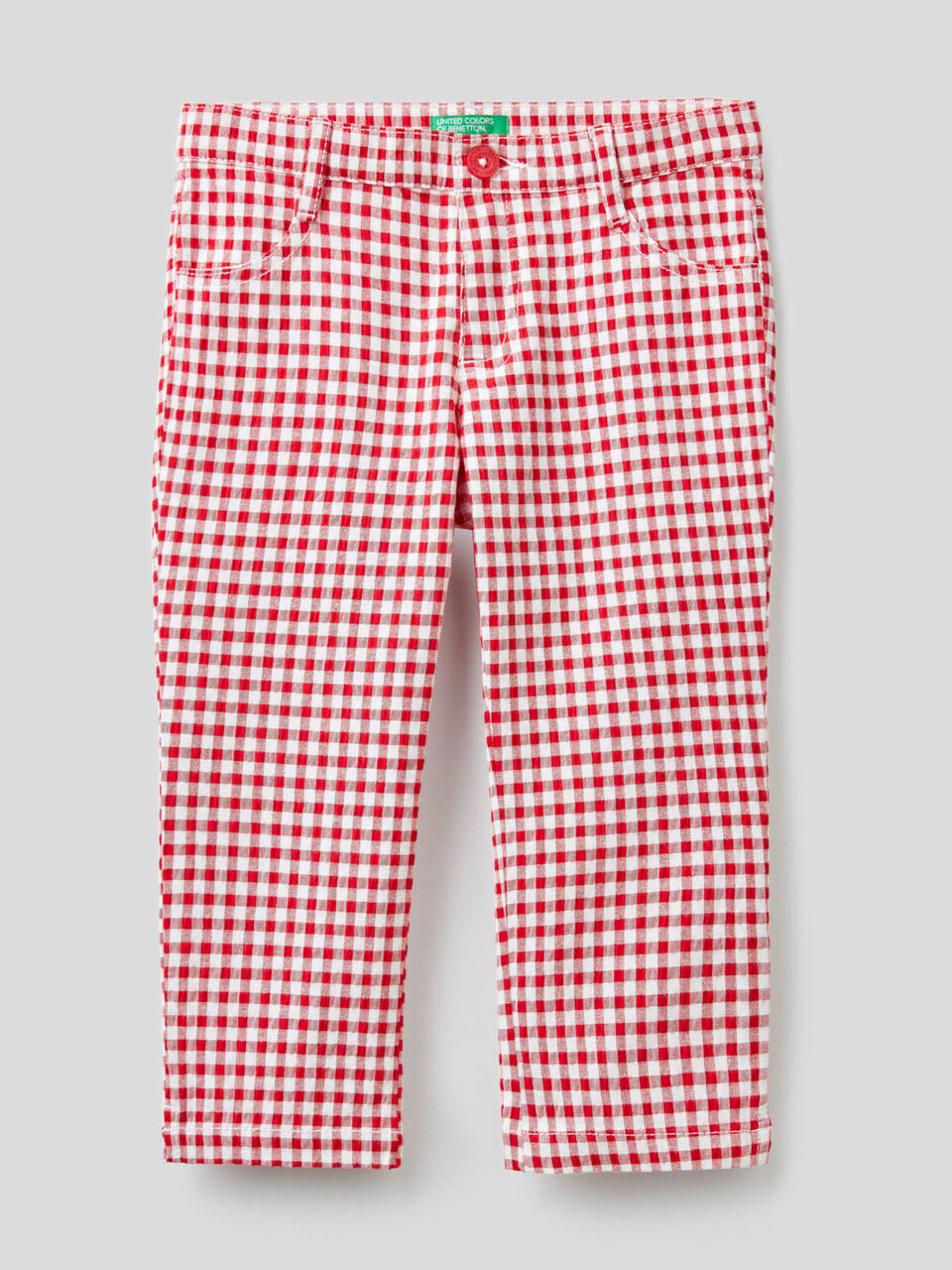 Cropped check trousers image number 1
