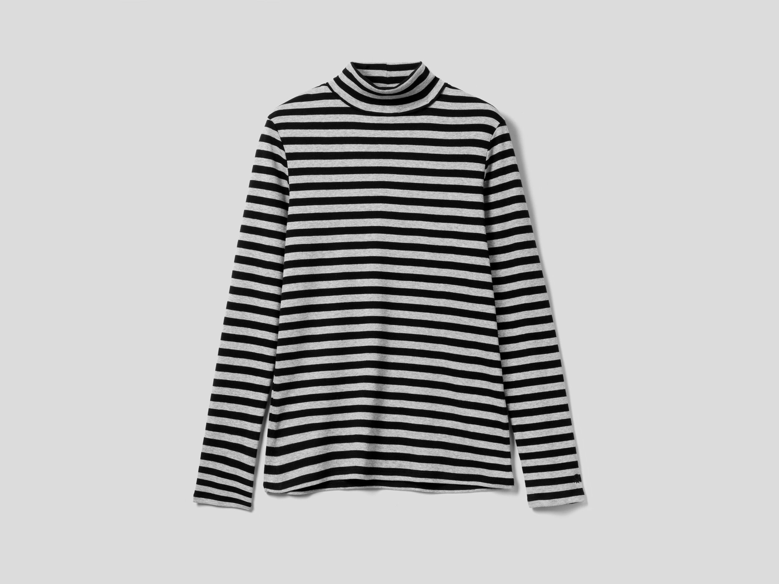 Striped turtleneck t shirt Black Benetton
