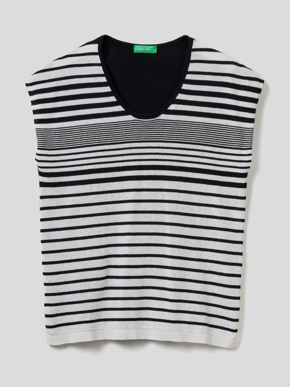 Striped 100% cotton sweater image number 1