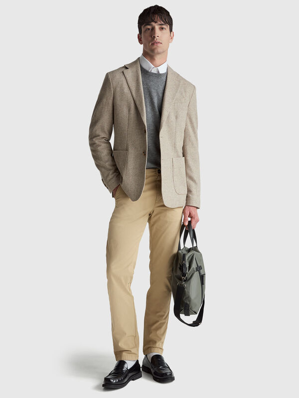 Beige slim fit chinos Men