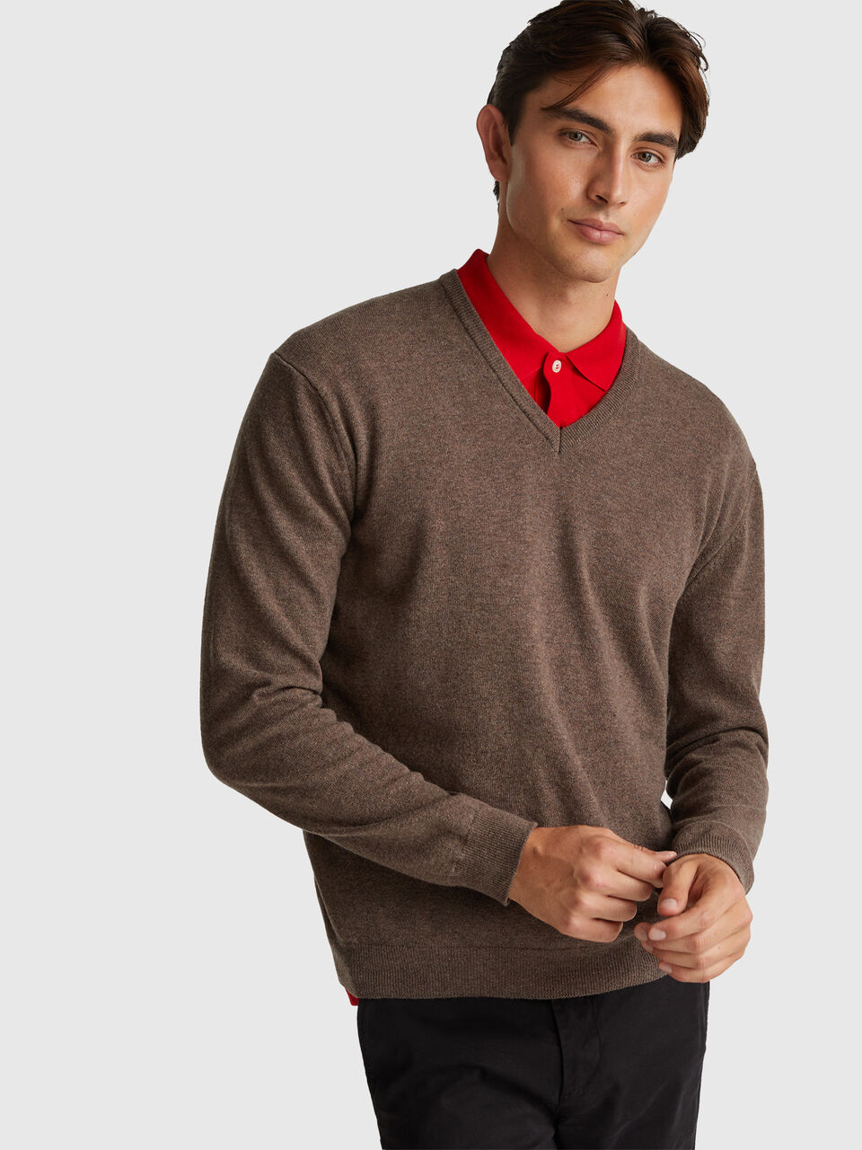 V NECK SWEATER L/S Men image number null