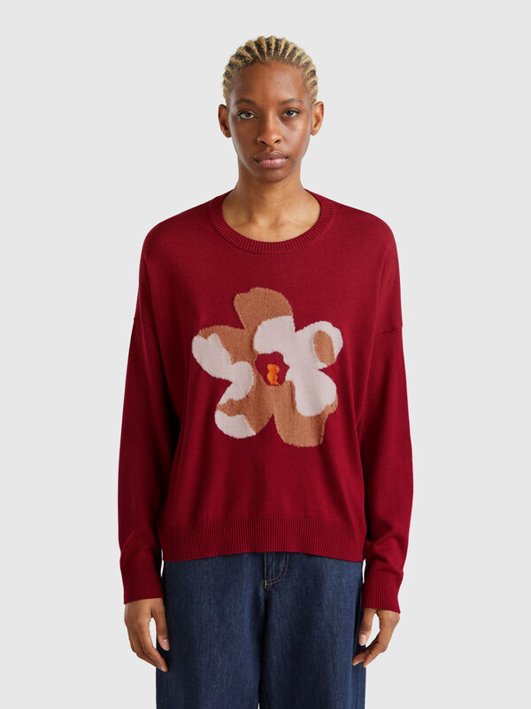 Sweater with floral inlay Women