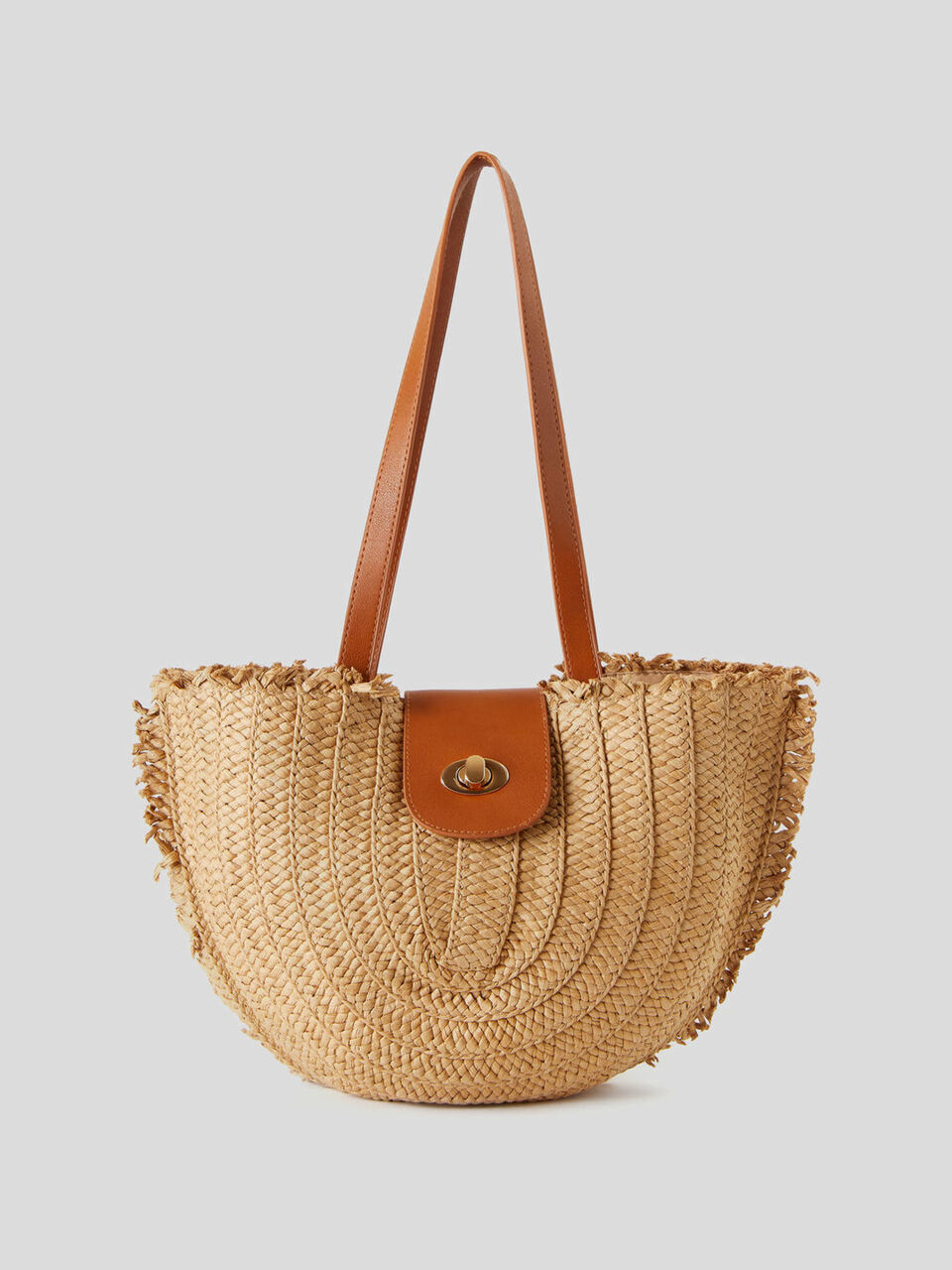 Straw-look crescent bag image number 1