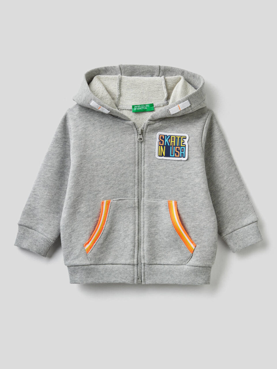 100% cotton sweatshirt with zip and hood image number 1