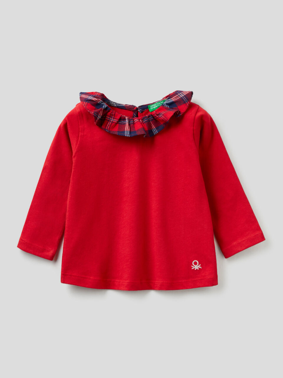 T-shirt with tartan collar image number 1