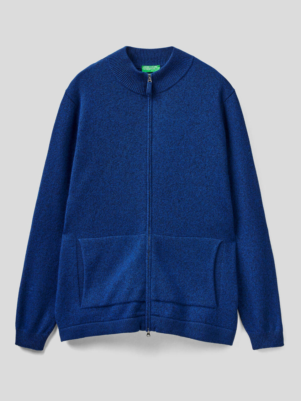 Zip-up cardigan in wool and cashmere blend image number 1