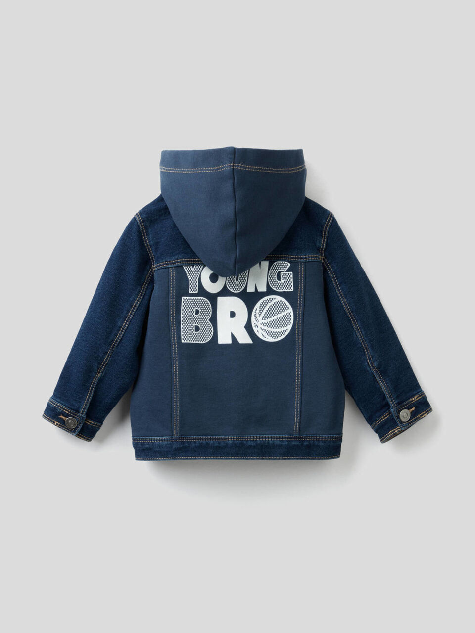Denim look sweat jacket image number 2