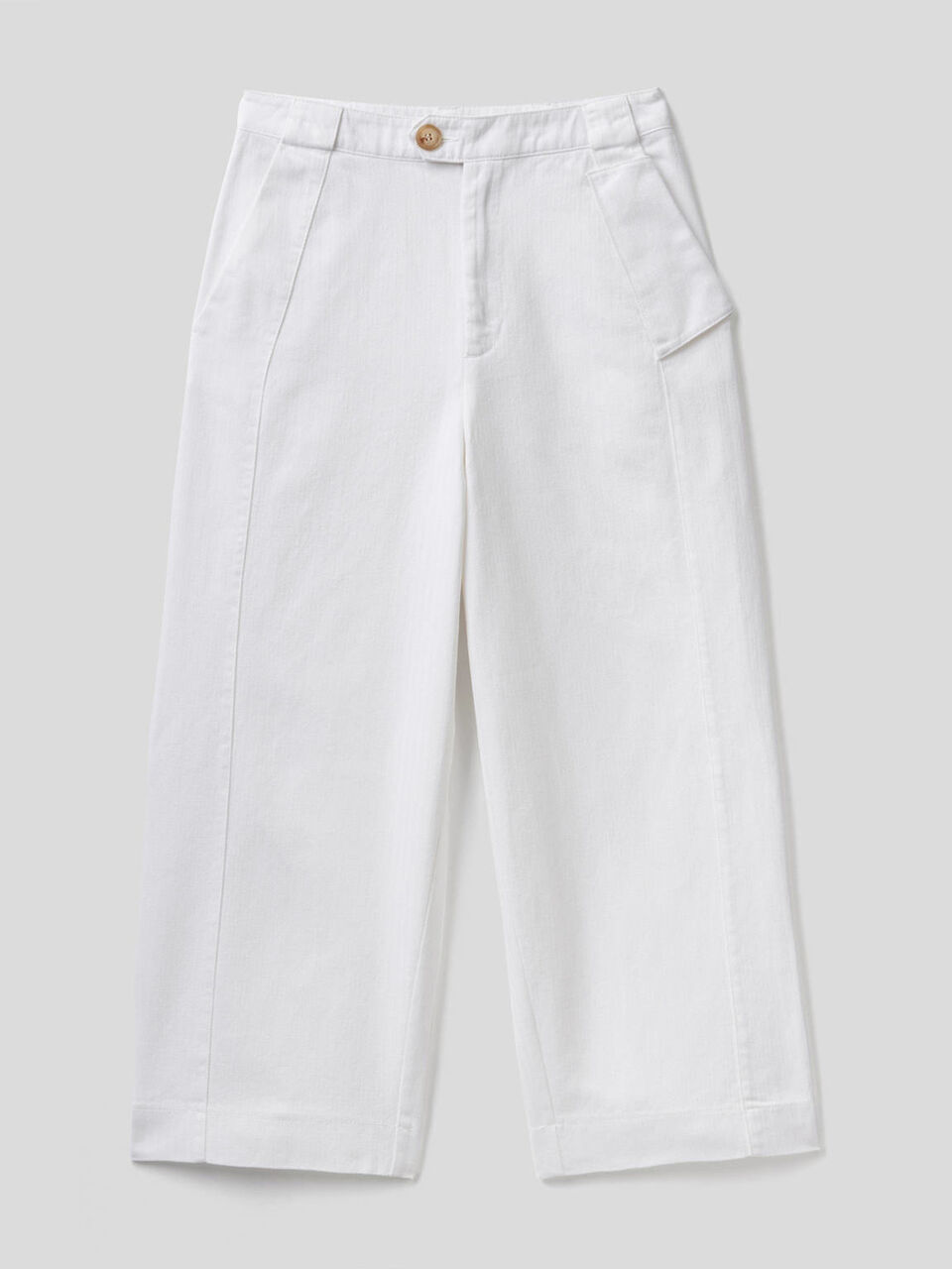 Trousers with wide leg in pure cotton image number 1