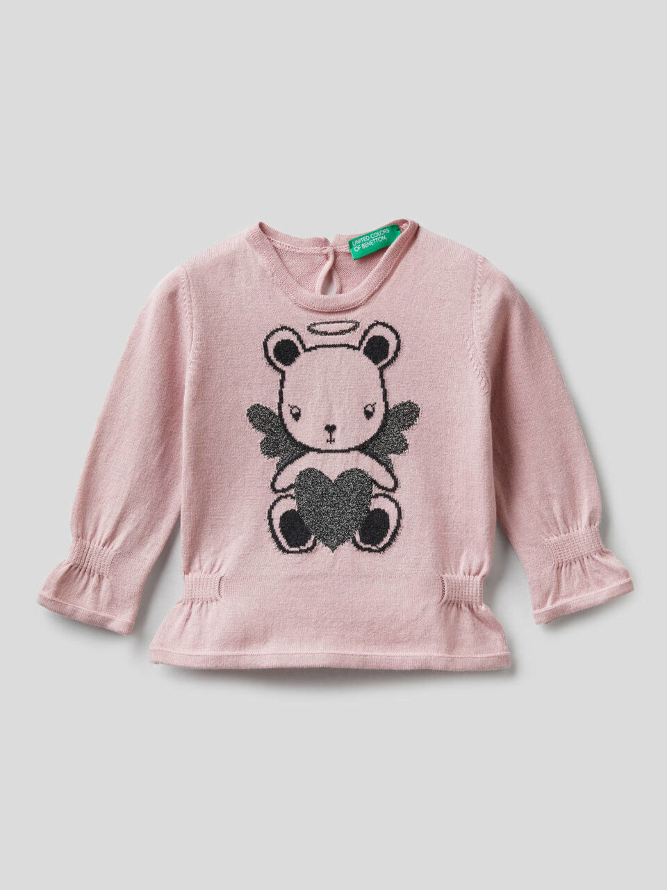 Sweater with ruffles and lurex inlay image number 1