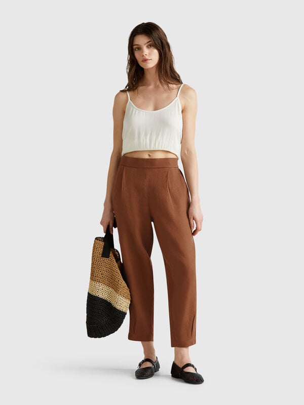 Soft trousers in pure linen Women