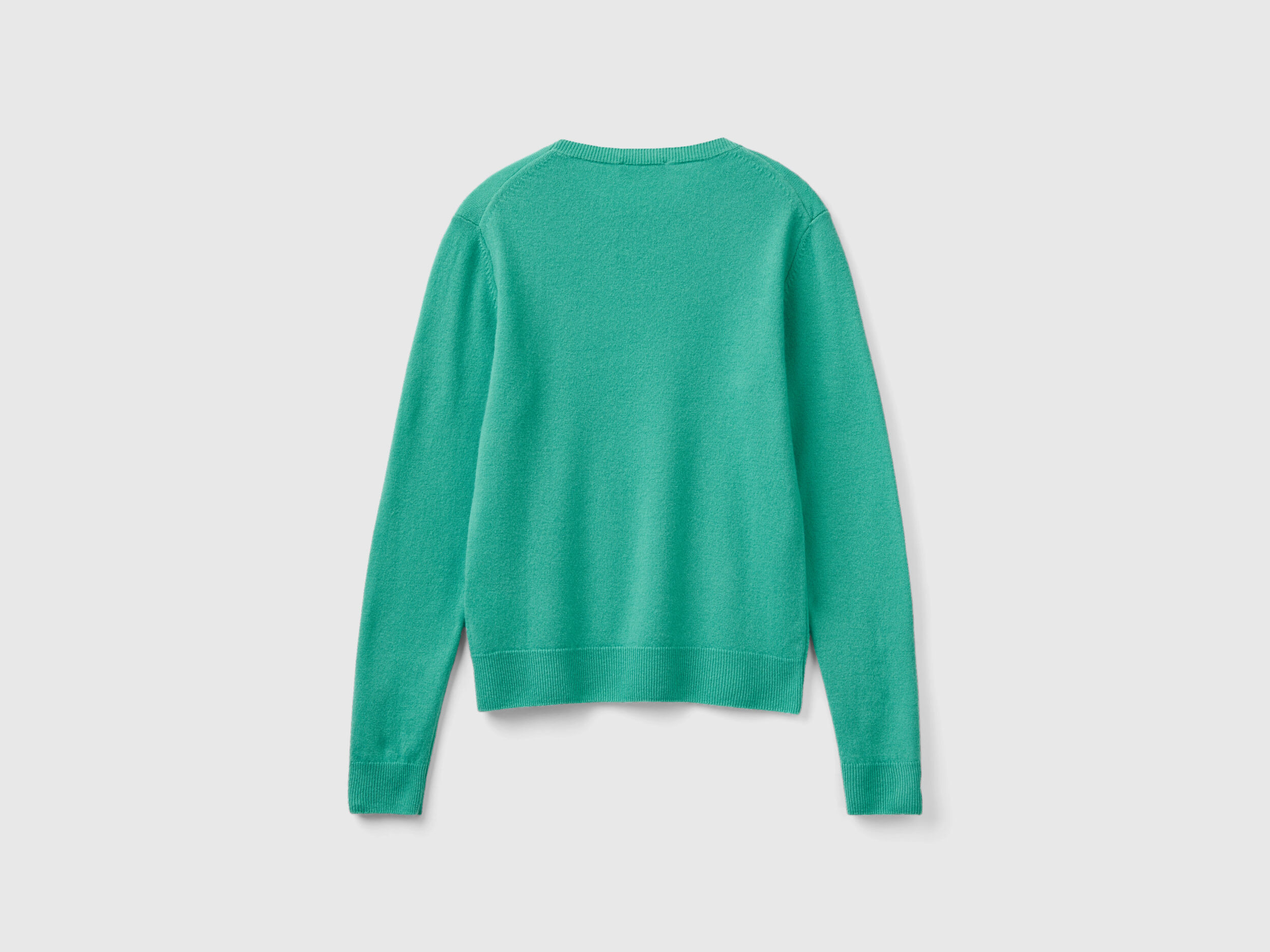 Light green crew neck sweater in Merino wool
